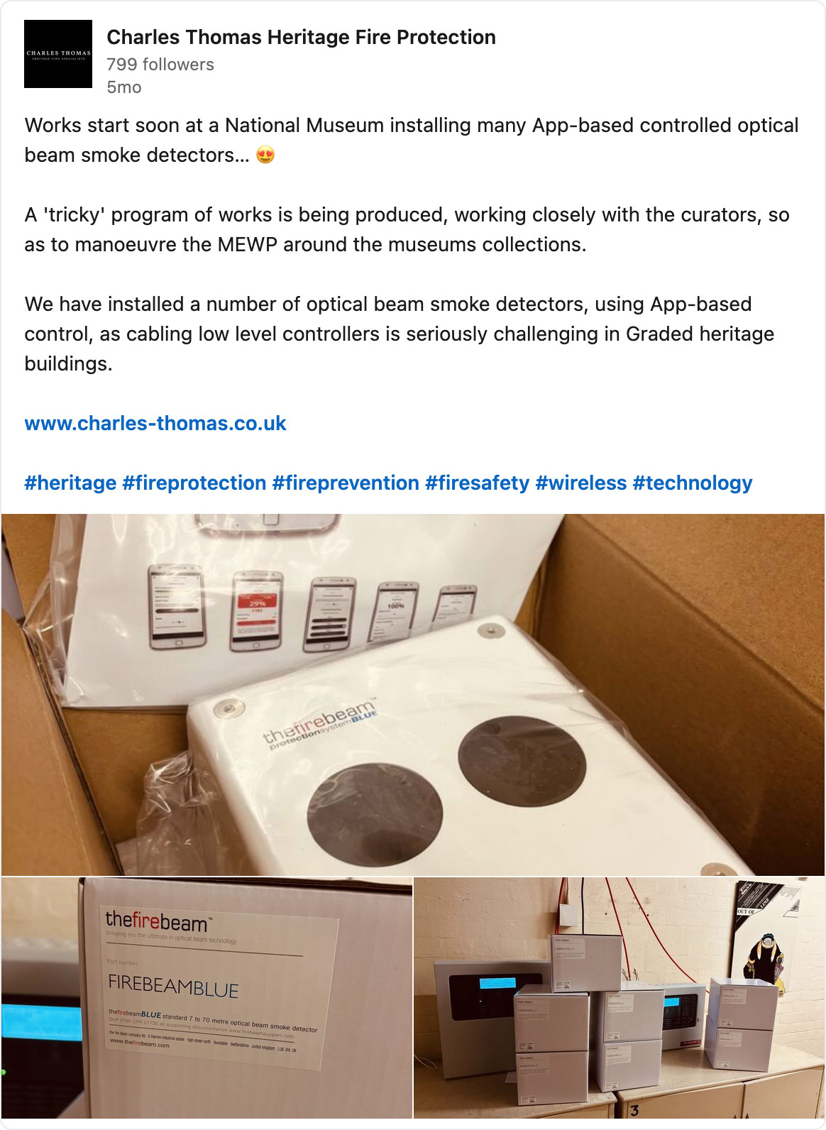Charles Thomas Heritage Fire Protection - Fire Beam Testimonial